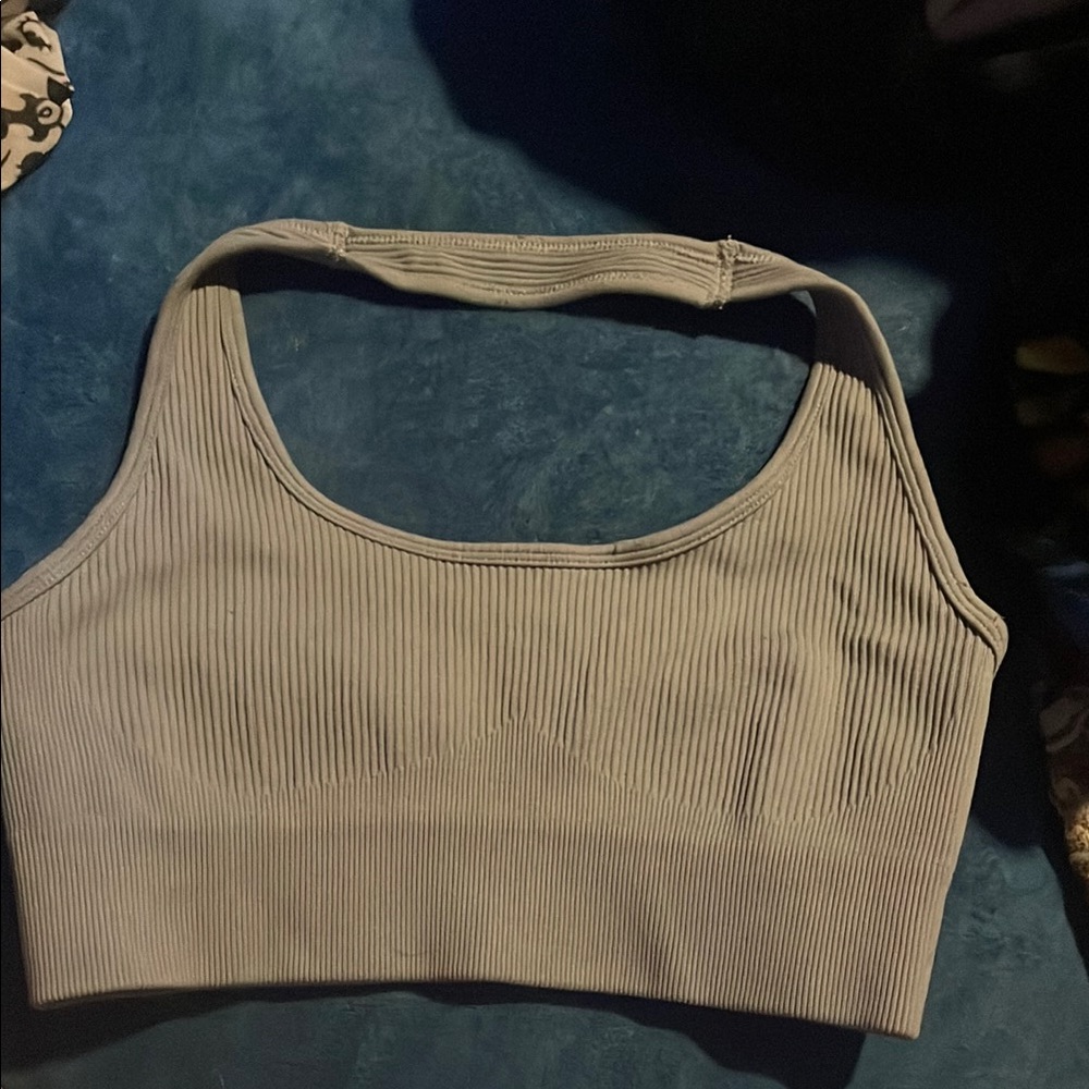 Women's Ribbed Halter Top - Gray
